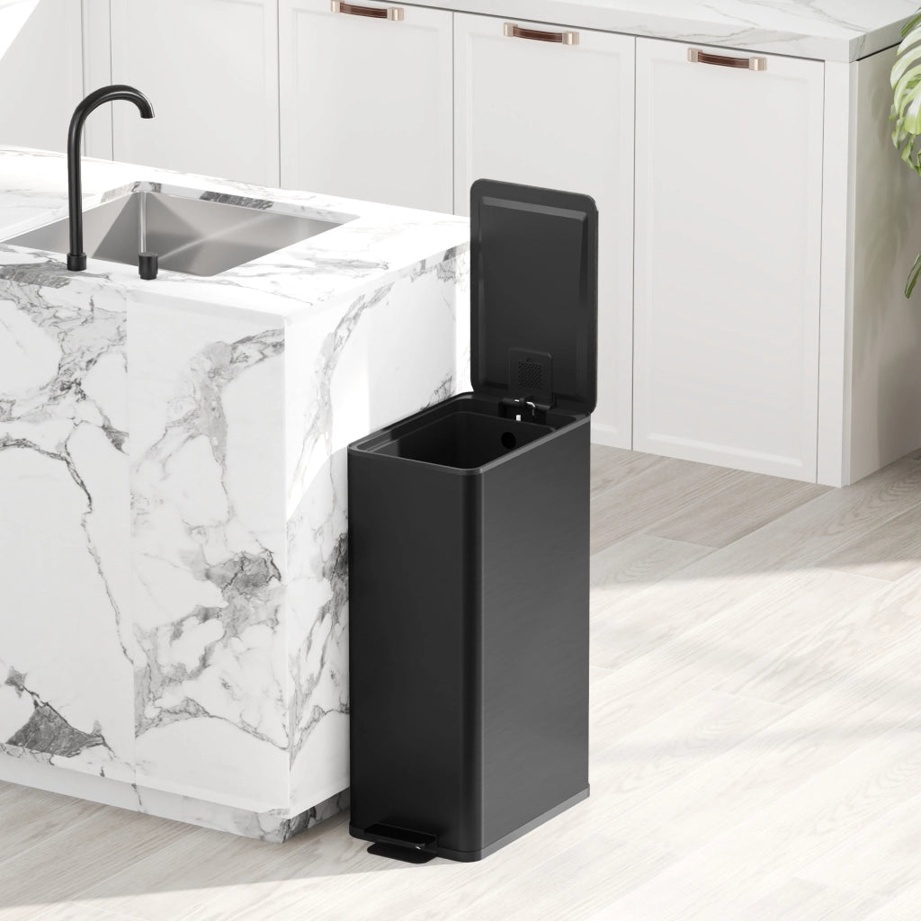 Cestino per rifiuti 20 litri ¨C zephmum ¨C coperchio soft-close, scomparto deodorante, antimpronte digitale, acciaio inox, nero