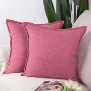Set di 2 Copricuscini in Lino Poliestere per Cuscini Decorativi per Soggiorno Camera da Letto Copricuscino Quadrato 65x65 cm Rosso