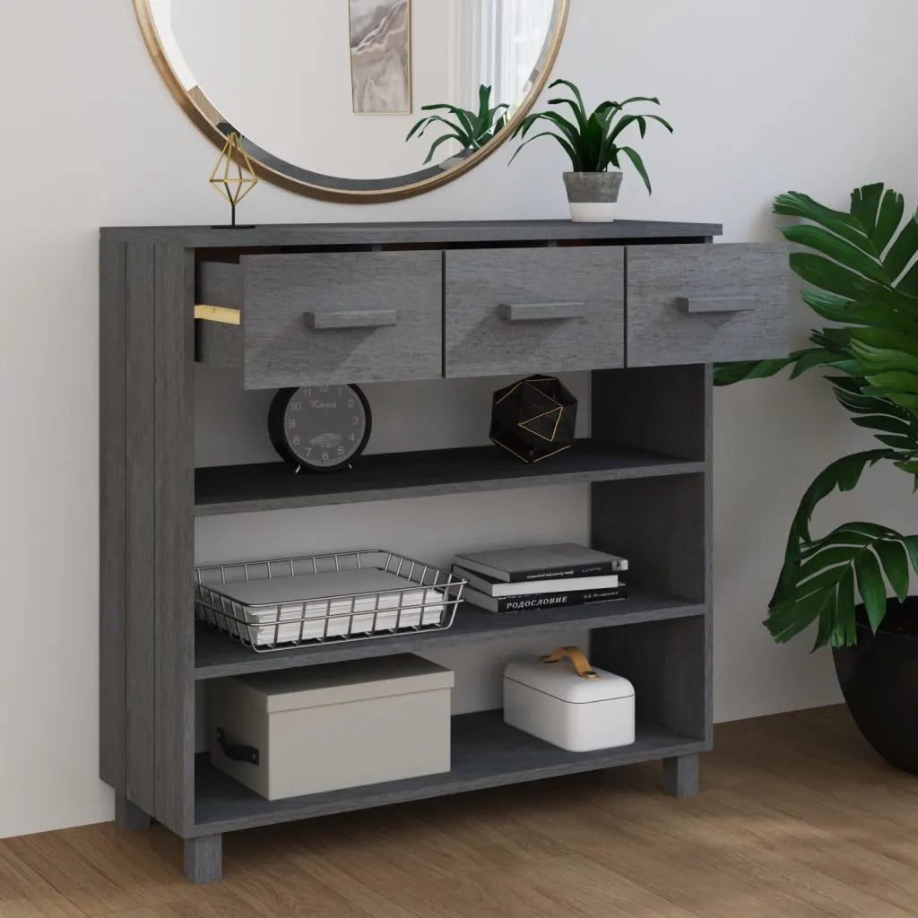 Consolle | Tavolo d'Ingresso HAMAR Grigio Scuro 90x35x90 cm Legno Massello di Pino