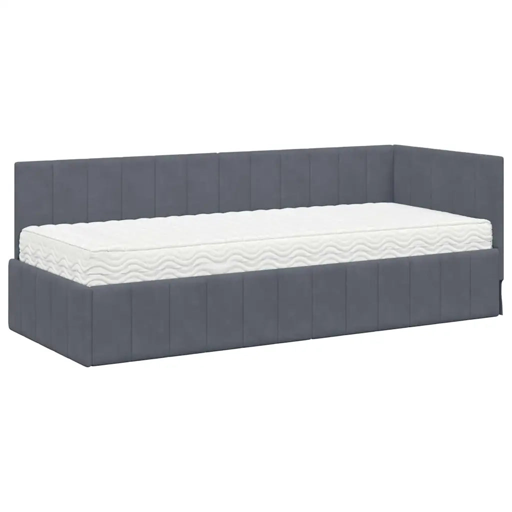vidaXL Cornice del letto ad angolo Grigio scuro 80 x 200 cm Velluto