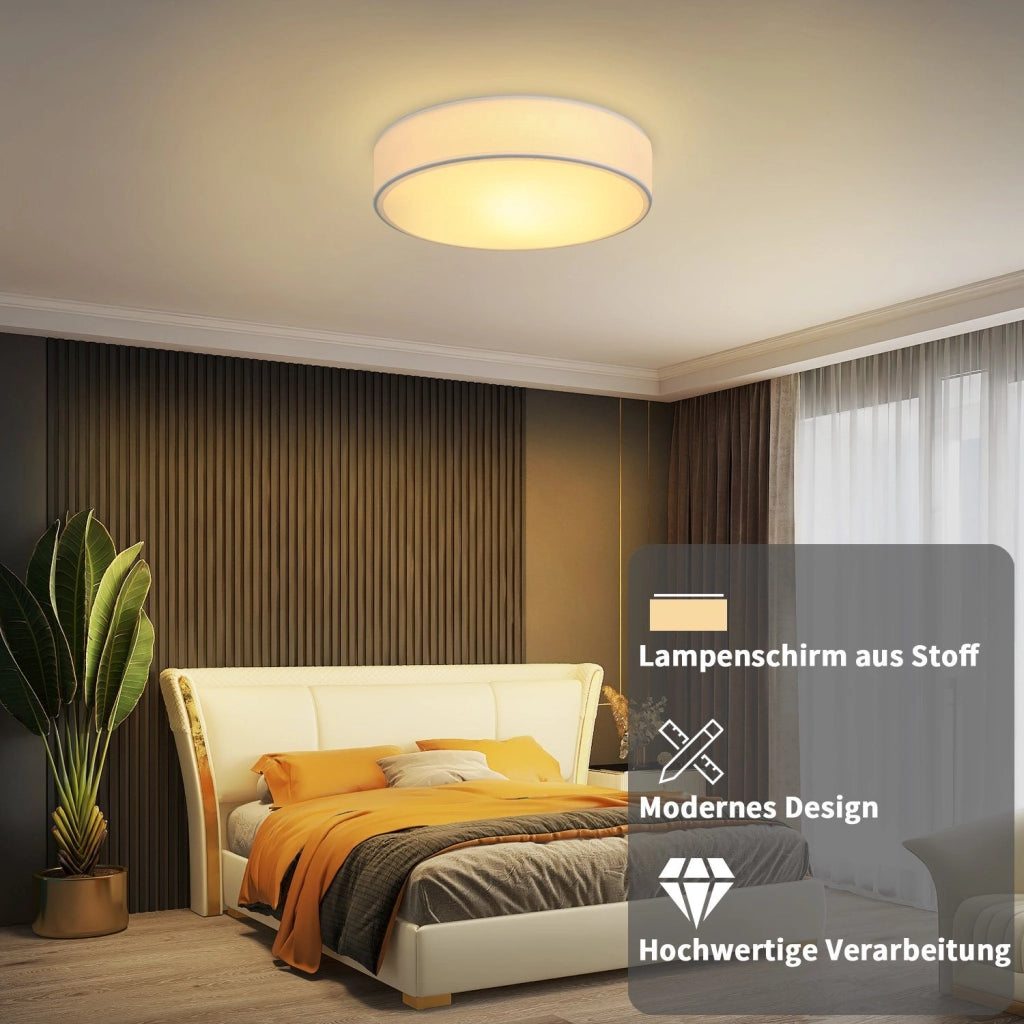 ZMH Lampada da soffitto plafoniera moderna rotonda bianca 30 cm E27 paralume per soggiorno cucina ingresso