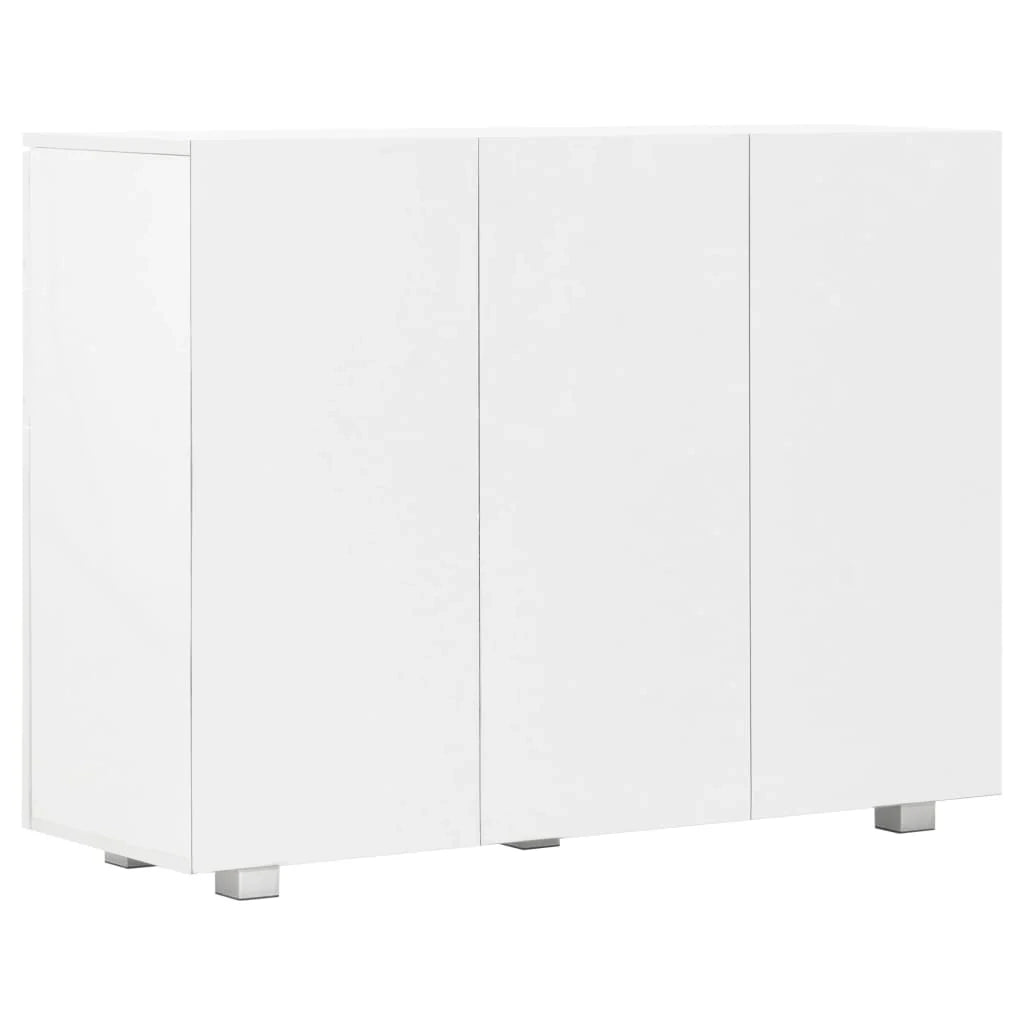 Buffet credenza cassettiera mobiletto mobile contenitore organizer per cucina soggiorno finitura lucida 107 x 35 x 80,5 cm bianco 02_0030571