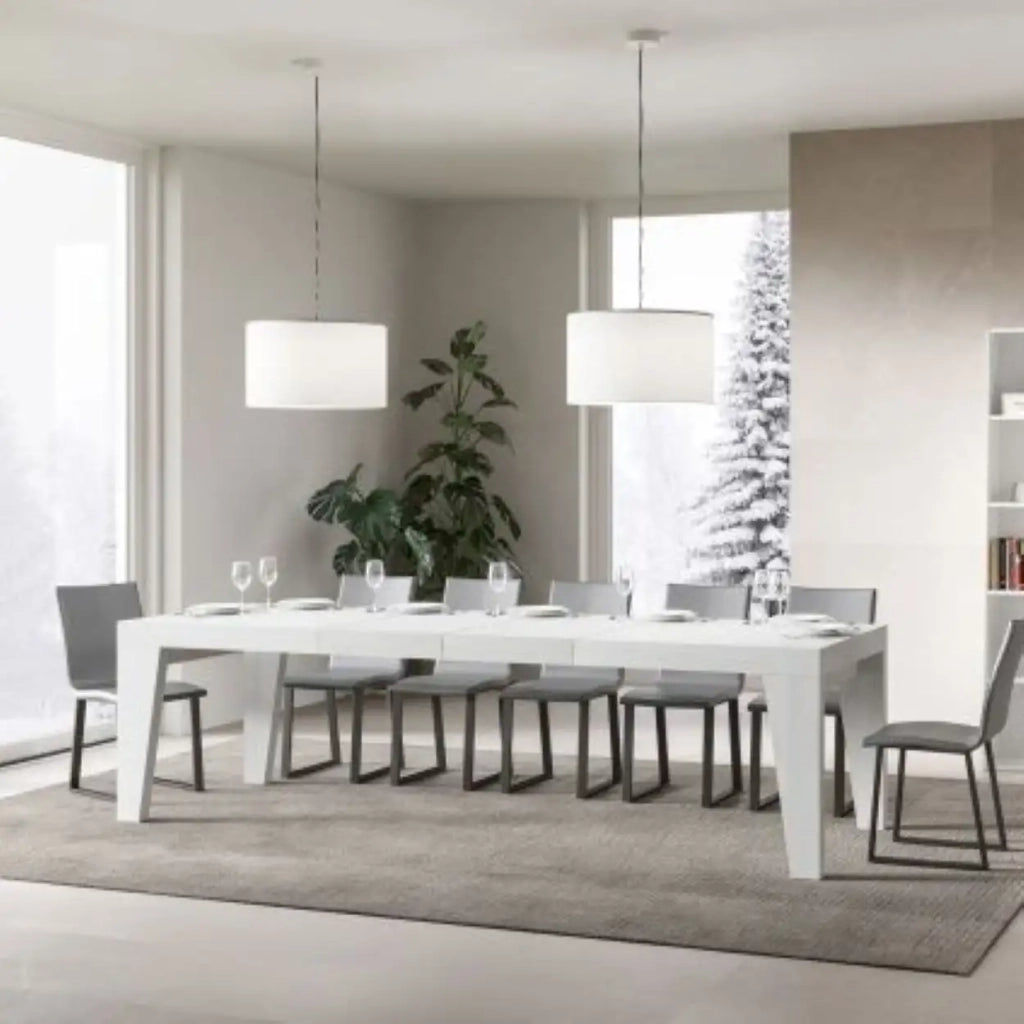 Tavolo allungabile 160/420x90 cm Naxy Premium colore bianco frassino