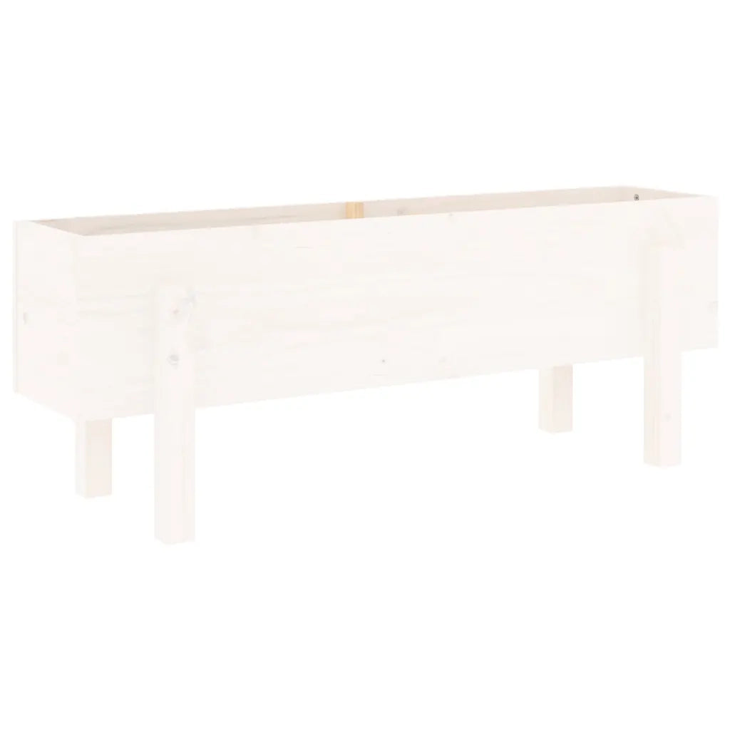 Fioriera Rialzata da Giardino Bianca 101x30x38 cm Massello Pino 825185