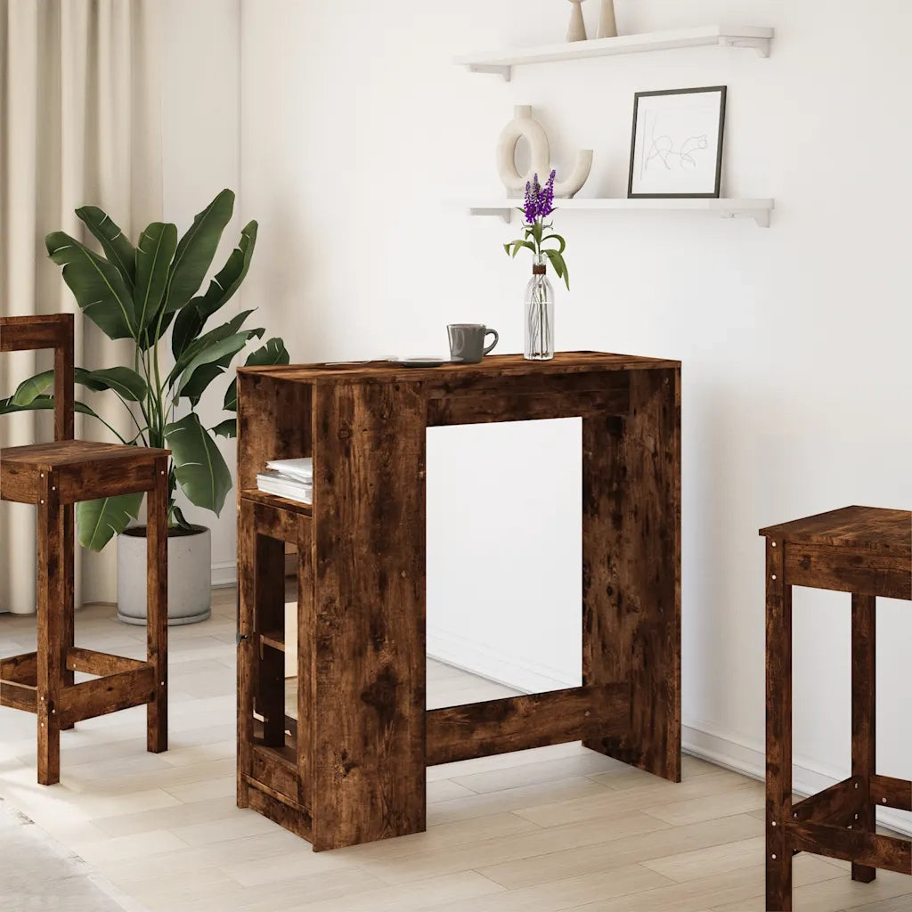 Tavolo Bar con Rastrelliera Rovere 101x40x103,5 cm Multistrato
