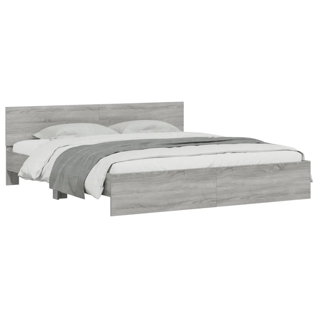 Giroletto con Testiera-Struttura Letto con testiera Grigio Sonoma 160x200 cm