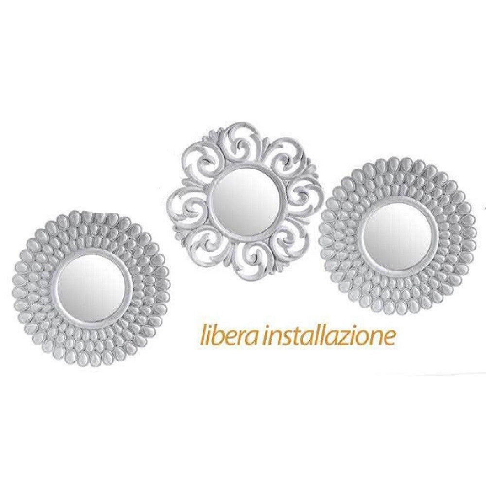 Trade Shop - Set 3 Pezzi Specchi Da Parete Decorativi Tondi Specchio 25 Cm In Plastica 813016 -