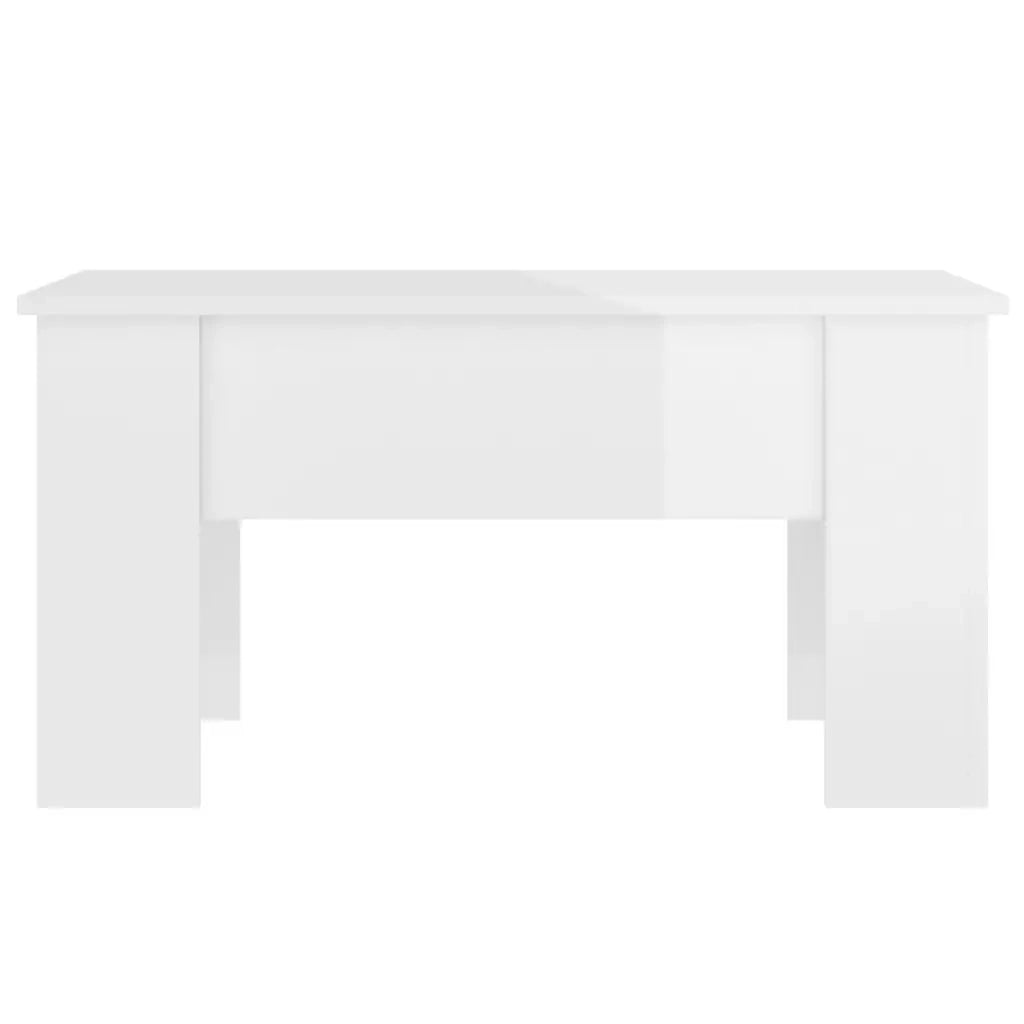 Tavolino da Salotto Bianco Lucido 79x49x41 cm Legno Compensato