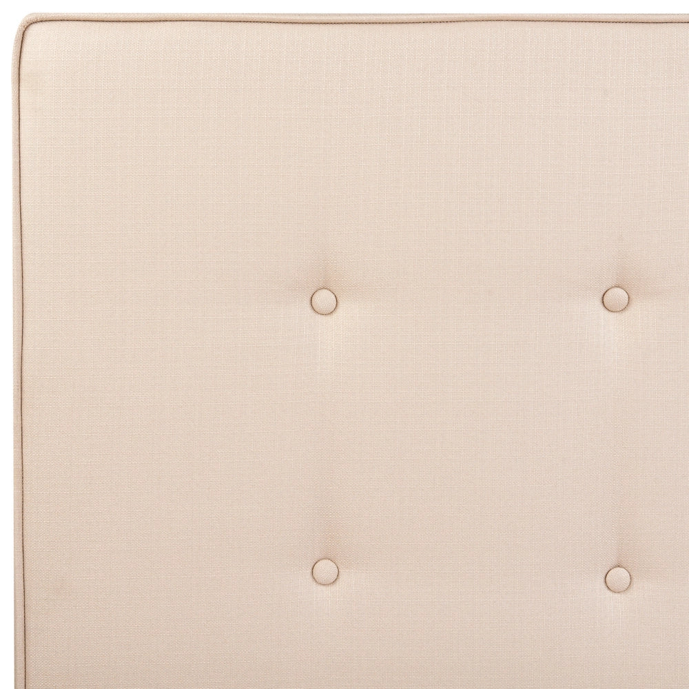 Letto Matrimoniale in Tessuto Beige Testiera Trapuntata 180 x 200 cm