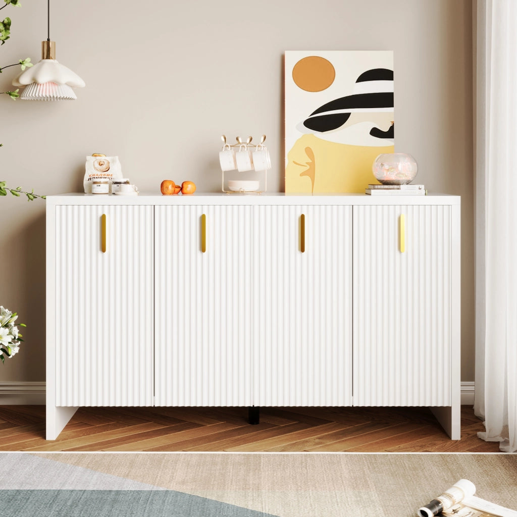 Credenza bianca minimalista - Zephmum - Maniglie dorate e ripiani regolabili