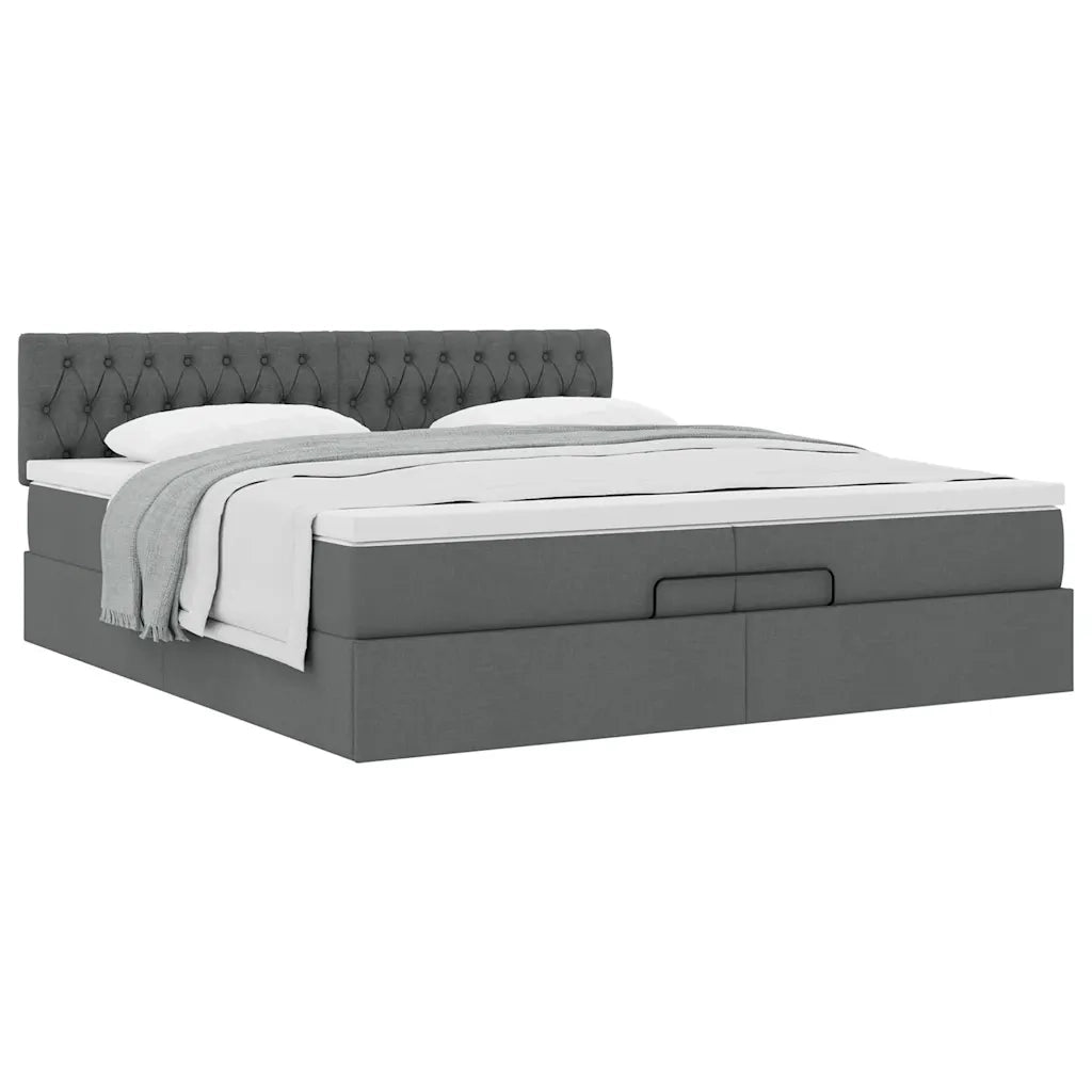 Struttura Letto Pouf con Materasso 200x200 cm in Tessuto 3311568