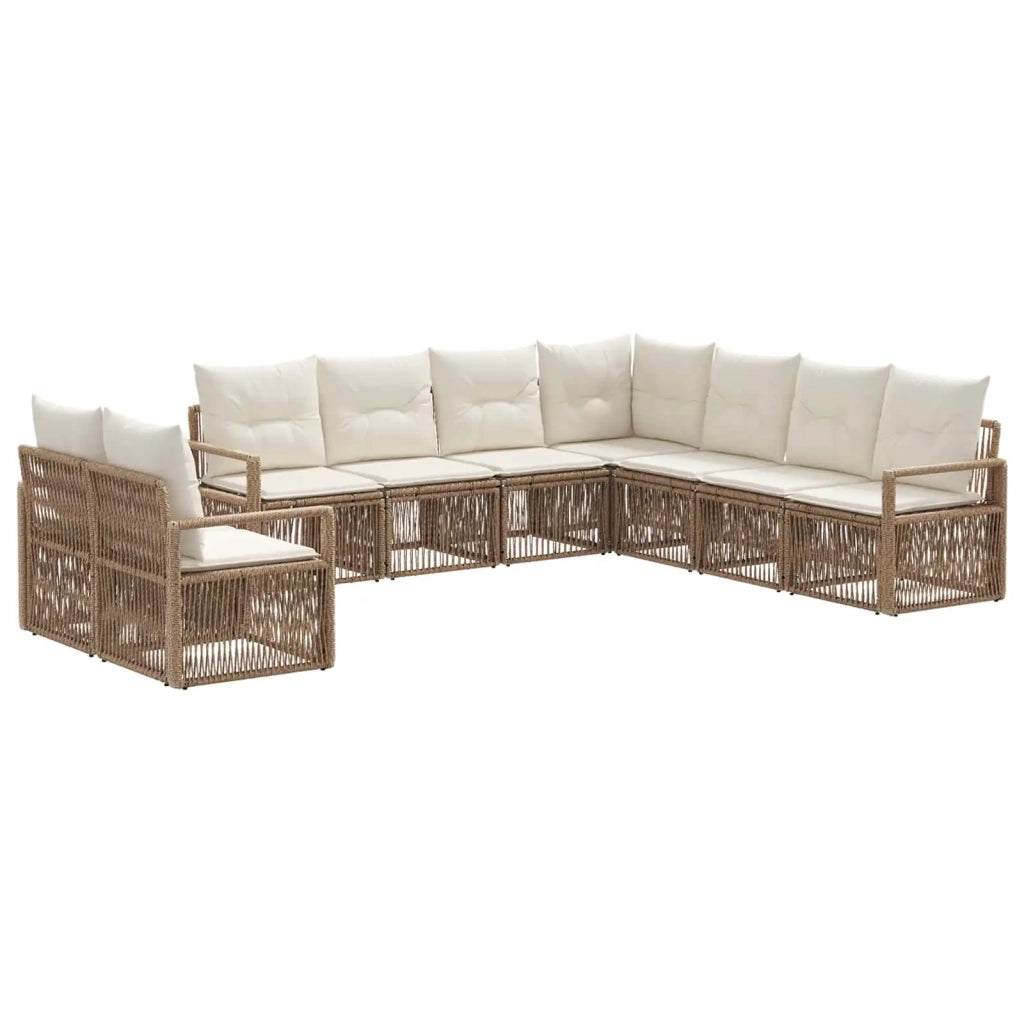 Set Divano da Giardino 9 pcs Beige polyrattan 3435753