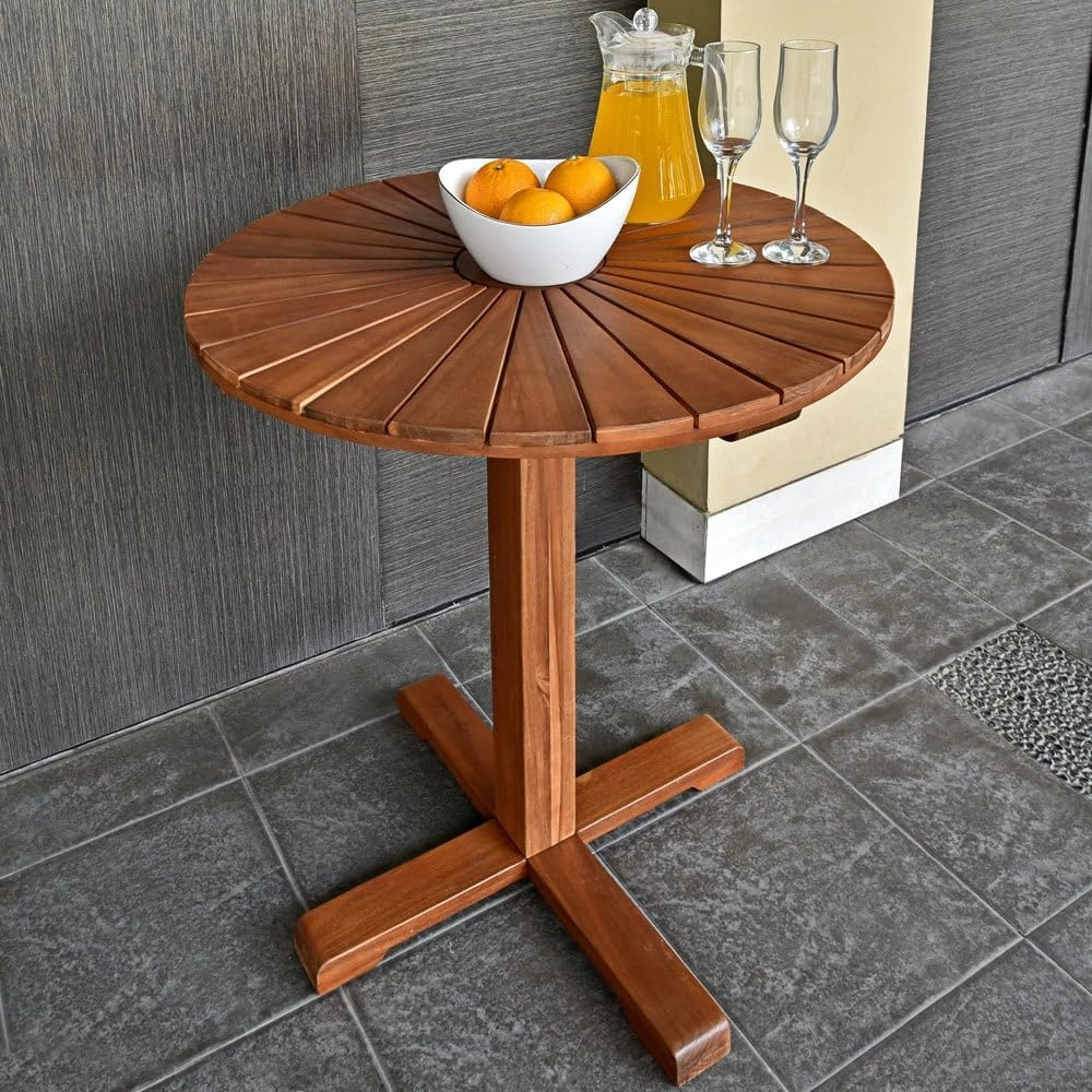 Casaria Tavolo da Giardino Sunrise Rotondo Legno di Acacia Massello Ø70,5cm Tavolino Esterno