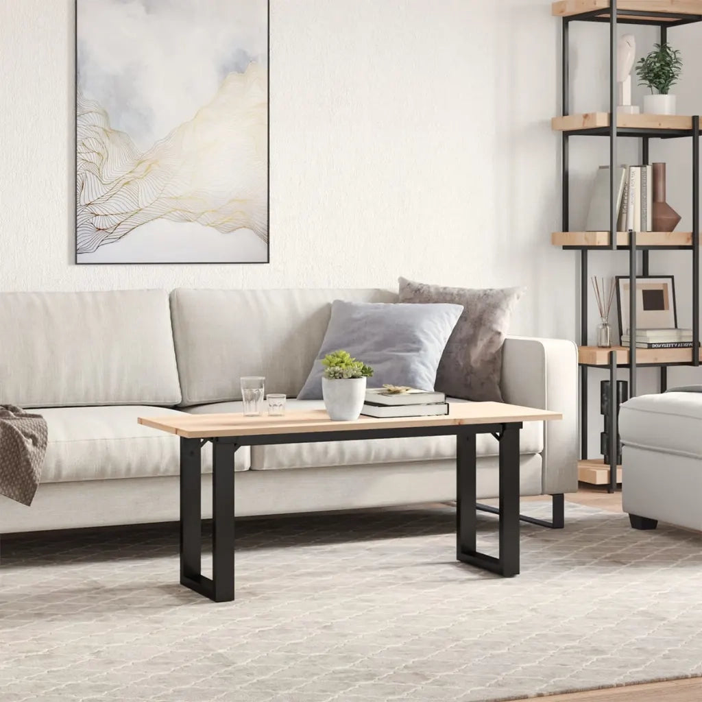 Tavolino salotto | Tavolino da caff¨¨ | Tavolino da Soggiorno Telaio a O 110x40x45cm Legno Pino e Acciaio