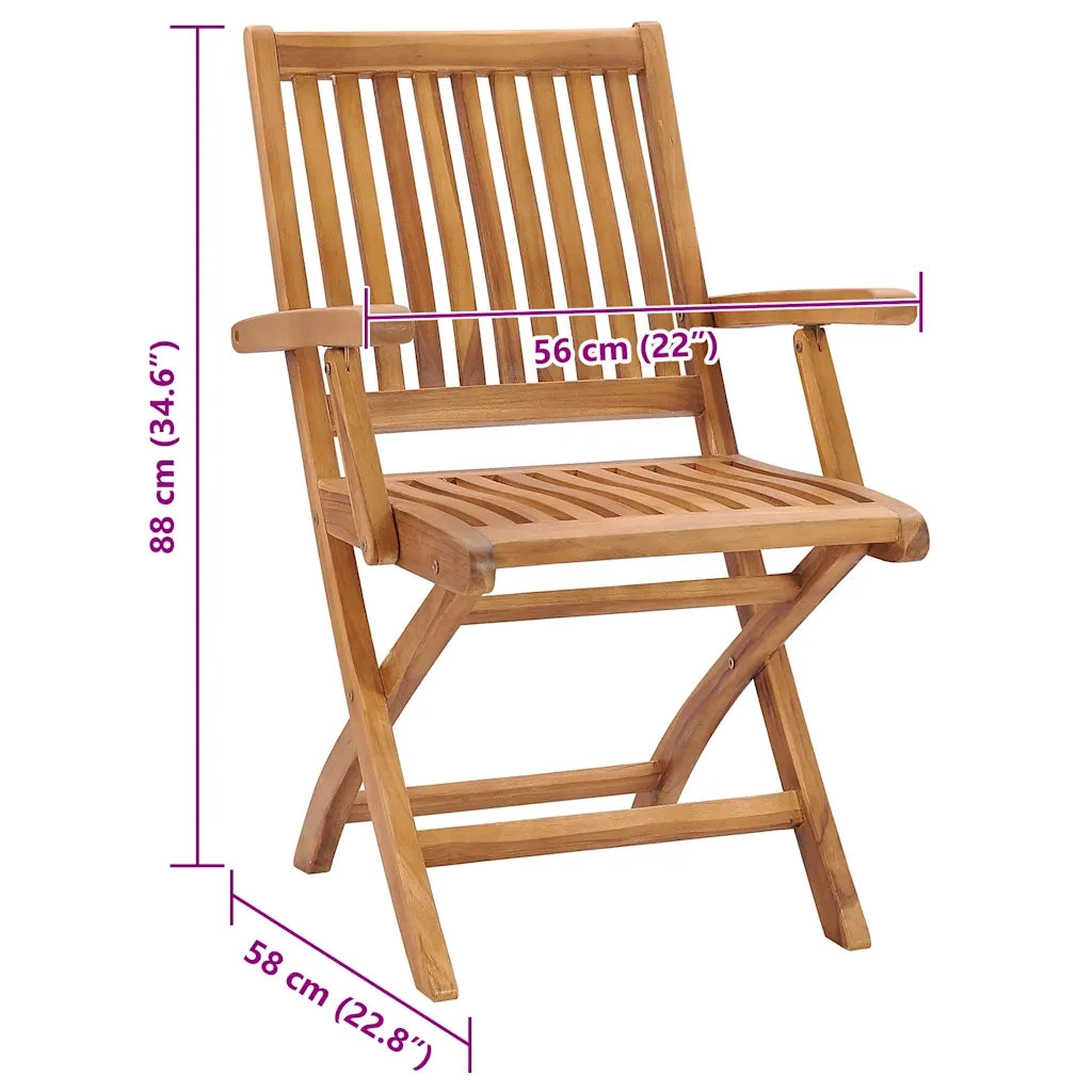 Sedie da Giardino Pieghevoli con Cuscini 6 pz Massello di Teak 3072757