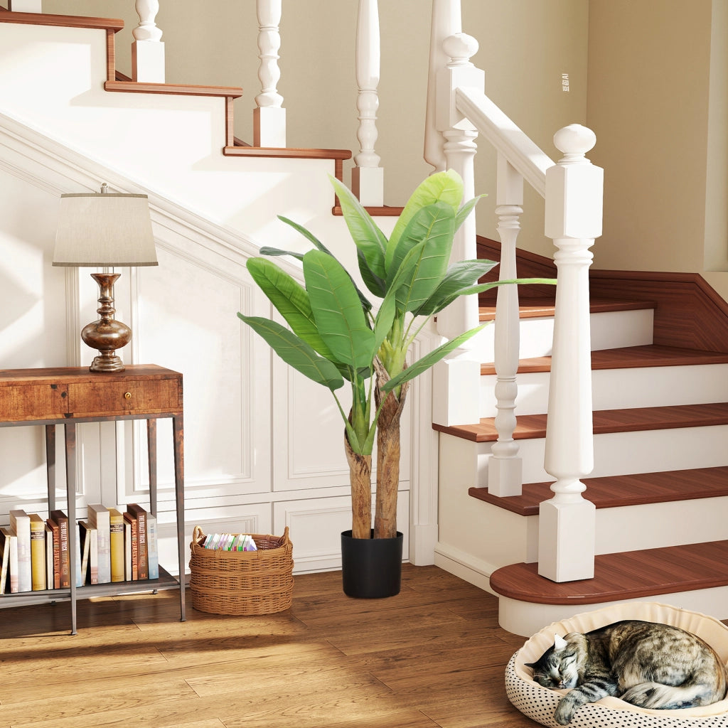 Planta Artificiale Banano 120 cm con Vaso ¨C Zephmum ¨C Verde Sintetico