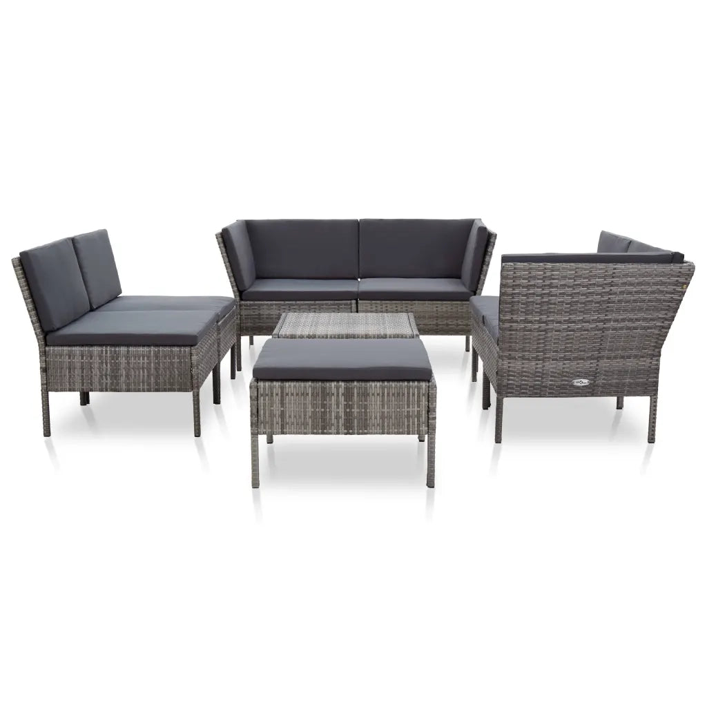 Set Divani da Giardino 8 pz con Cuscini in Polyrattan Grigio cod mxl 35777