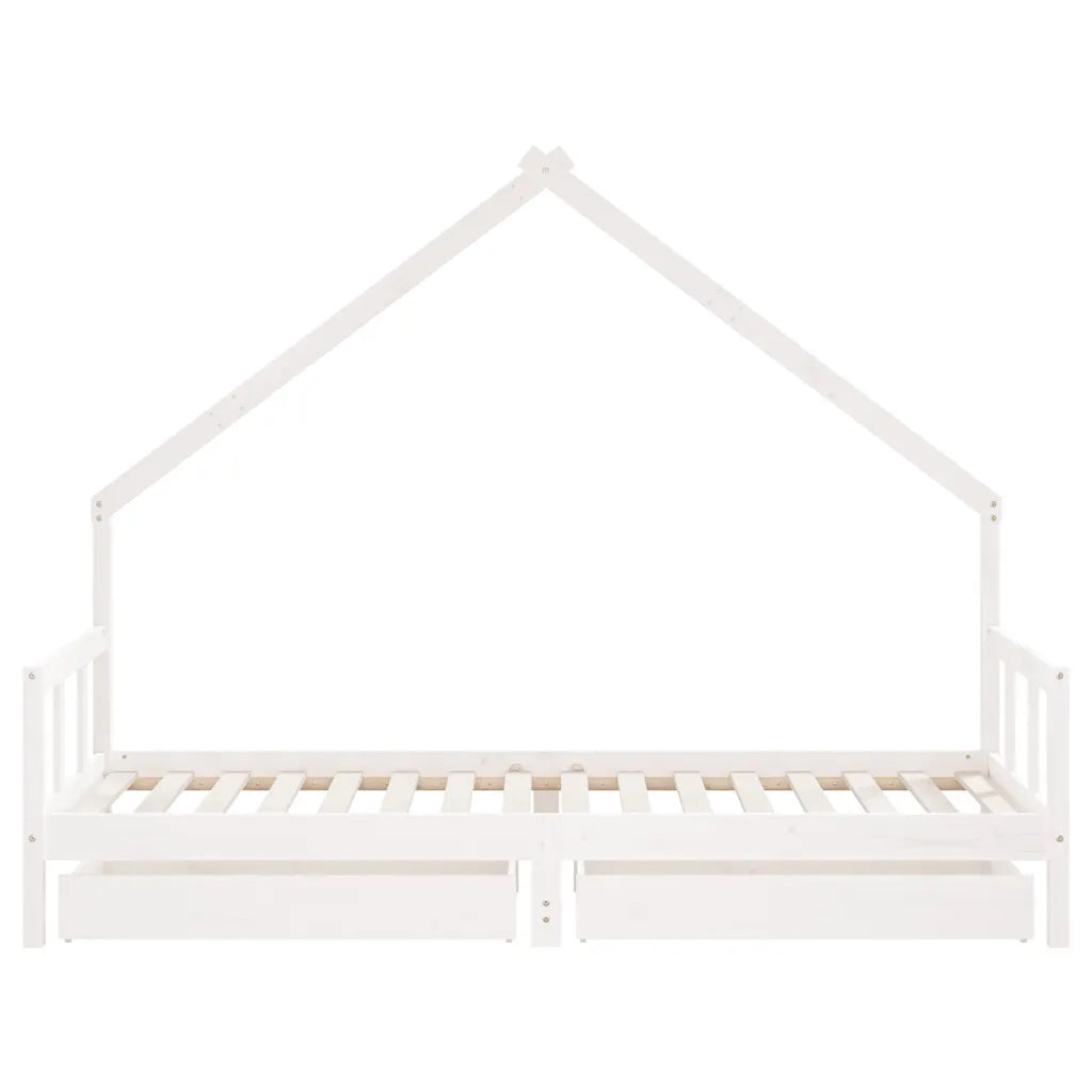 Giroletto Bambini | Letto Infantile | Lettino con Cassetti Bianco 90x200cm Massello di Pino