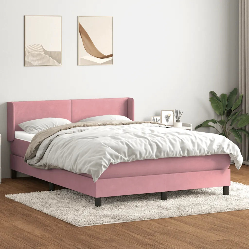 Giroletto a Molle con Materasso Rosa 140x210 cm in Velluto 3317948