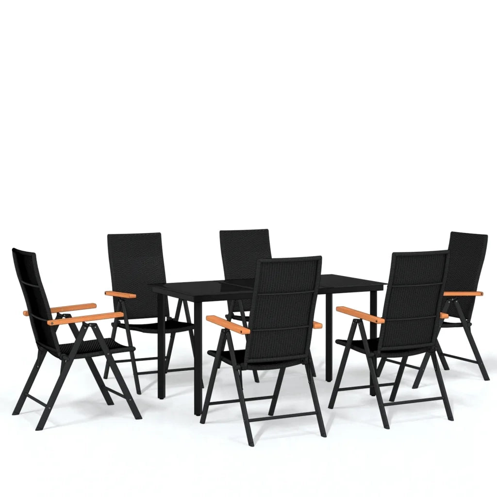 Set Mobili da Pranzo per Giardino 7 pz Nero cod mxl 41286