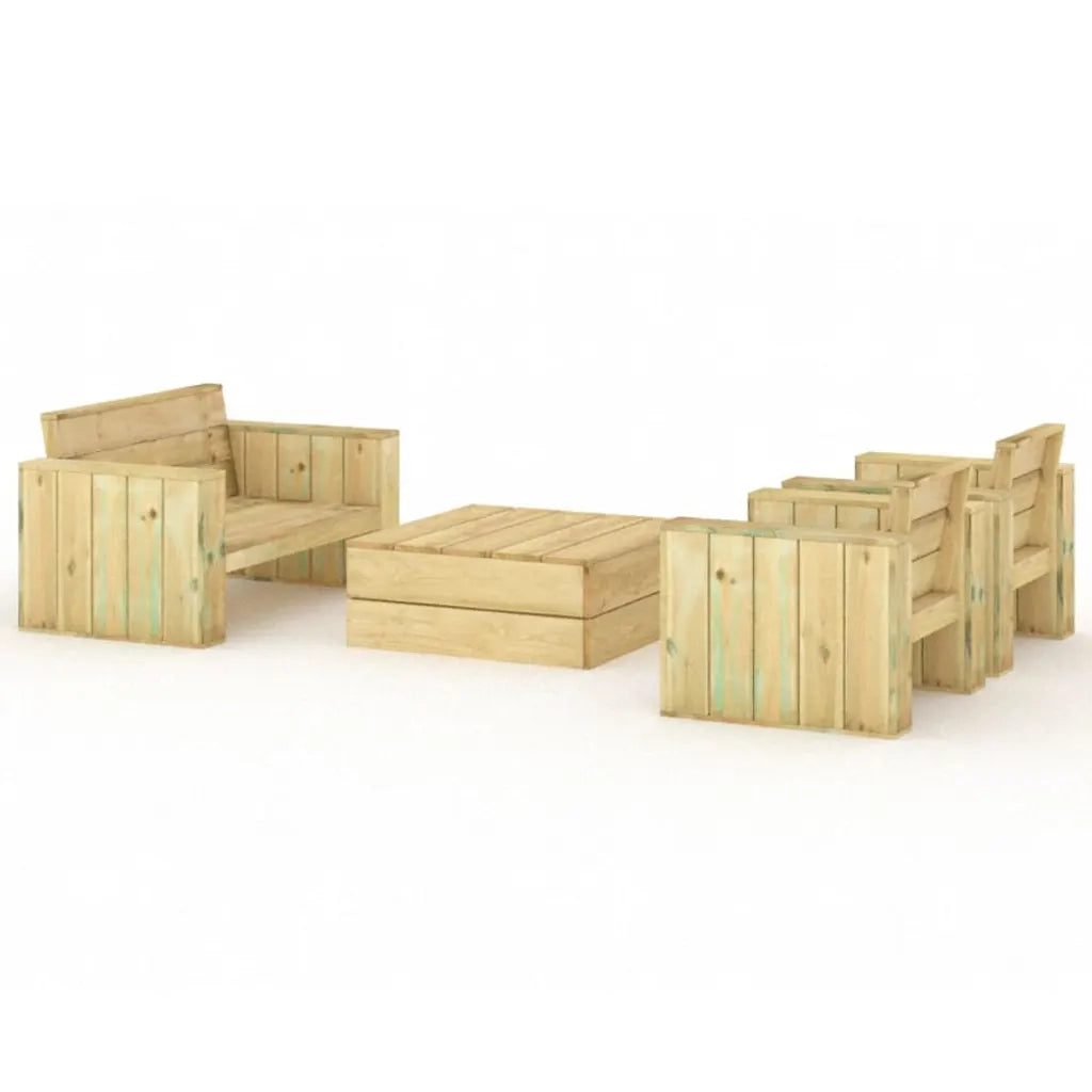 Set Salotto da Giardino 4 pz Legno Massello di Pino Impregnato 3096637