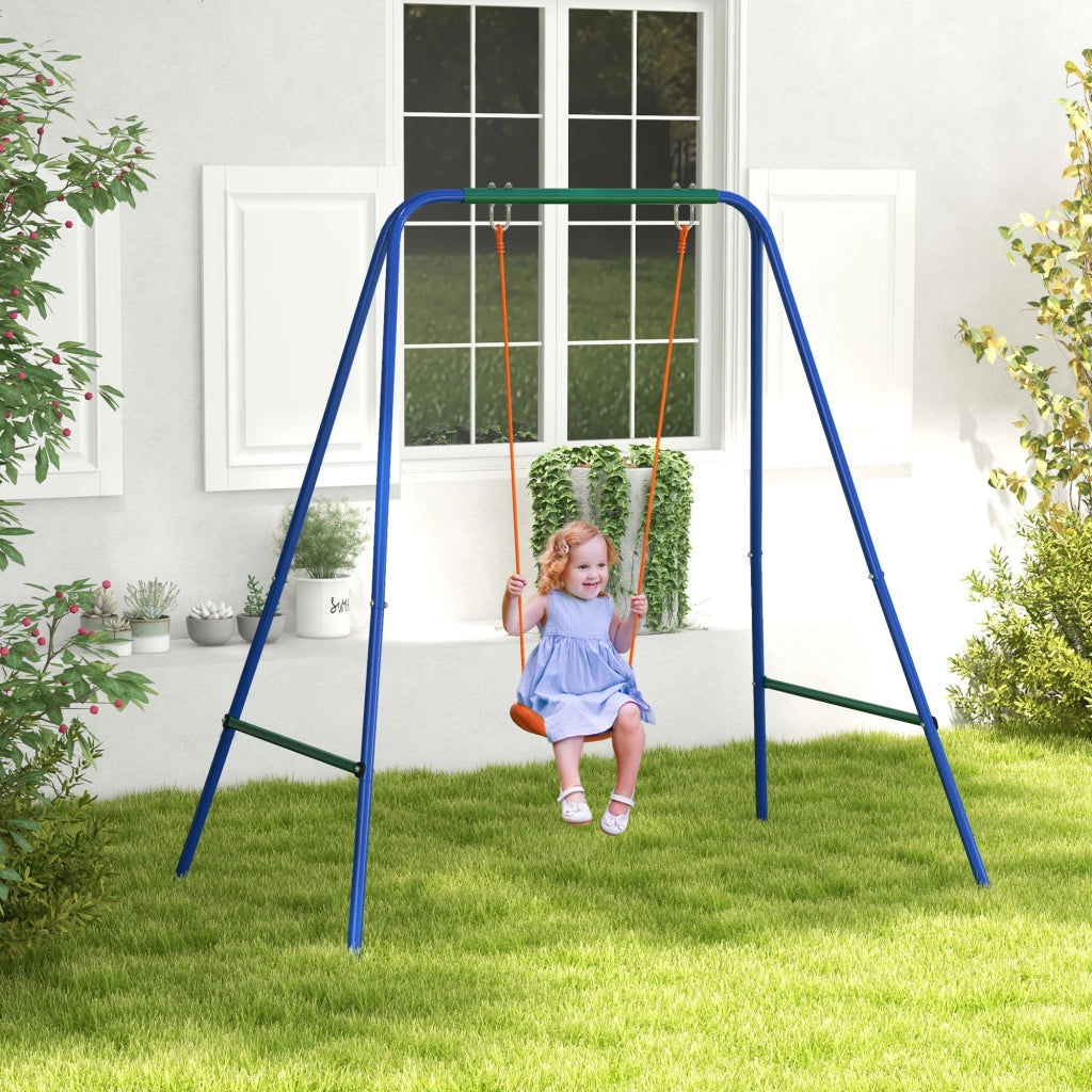 Altalena da Giardino 2 in 1 per Neonati e Bambini da 6 Mesi a 8 Anni, Arancione e Blu