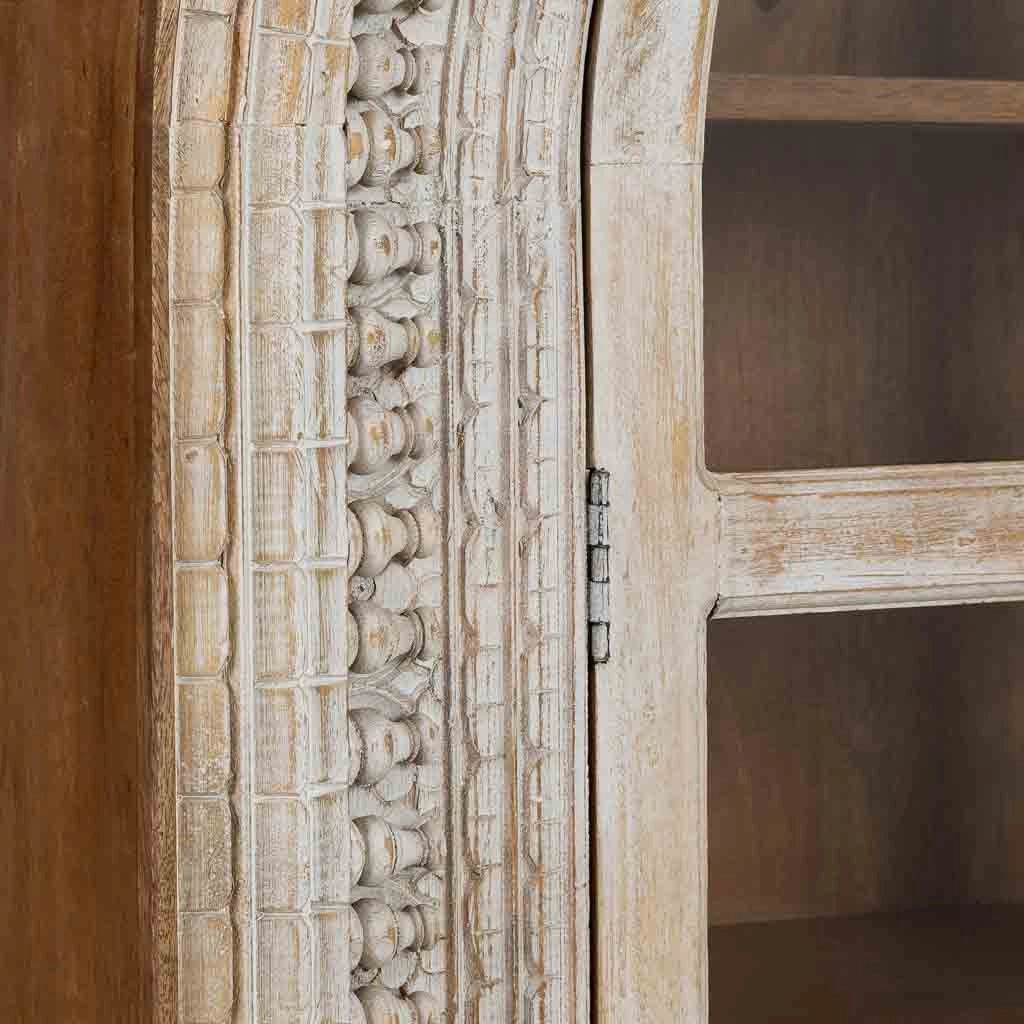 Vetrina in legno bianco fatta a mano 112x41x181h cm