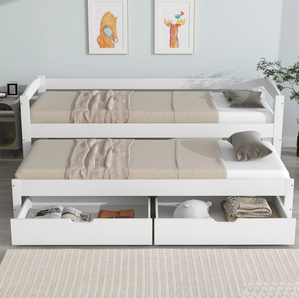 Letto singolo trasformabile in matrimoniale con cassetti