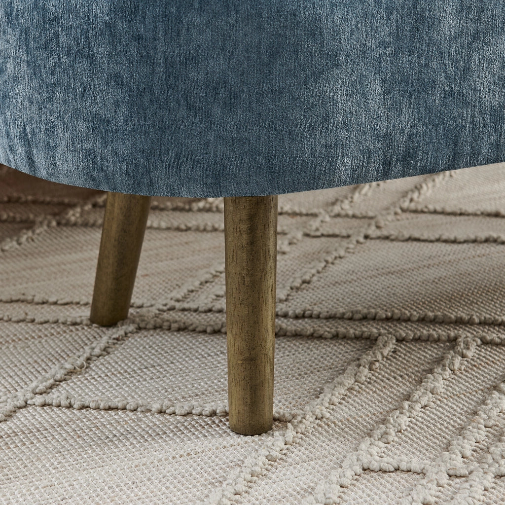 Panca contenitore in ciniglia blu 110x40x42 cm con vano 20L e coperchio idraulico