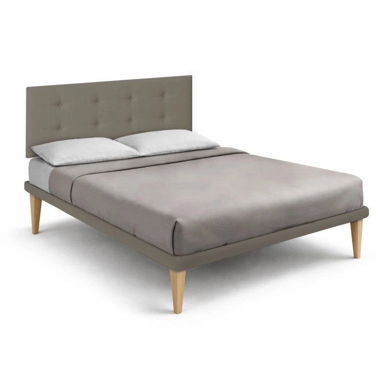 Letto imbottito Matrimoniale 180x190 cm Button - Similpelle,Cappuccino,Con rete