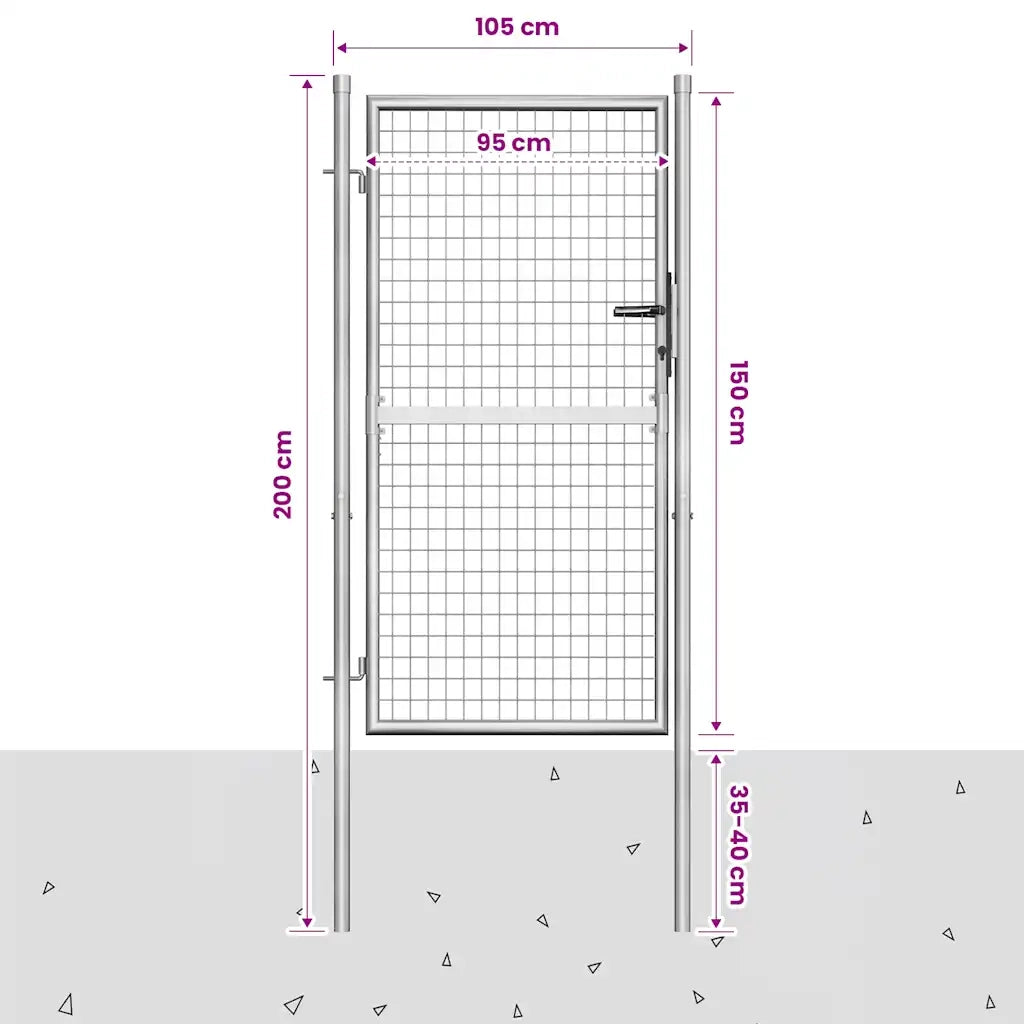 Cancello da Giardino in Acciaio Zincato 100x150 cm Argento CFW4602198