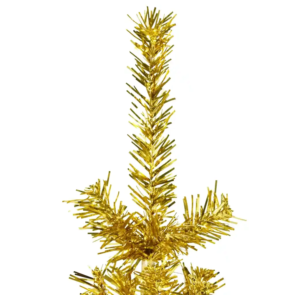 Albero Natale Artificiale Sottile a MetÃ  con Supporto Oro 150cm