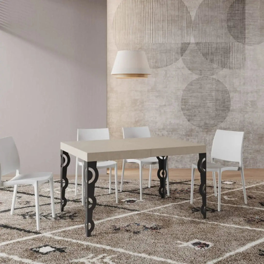 Tavolo allungabile 120/380x90 cm Karamay cashmere gambe antracite