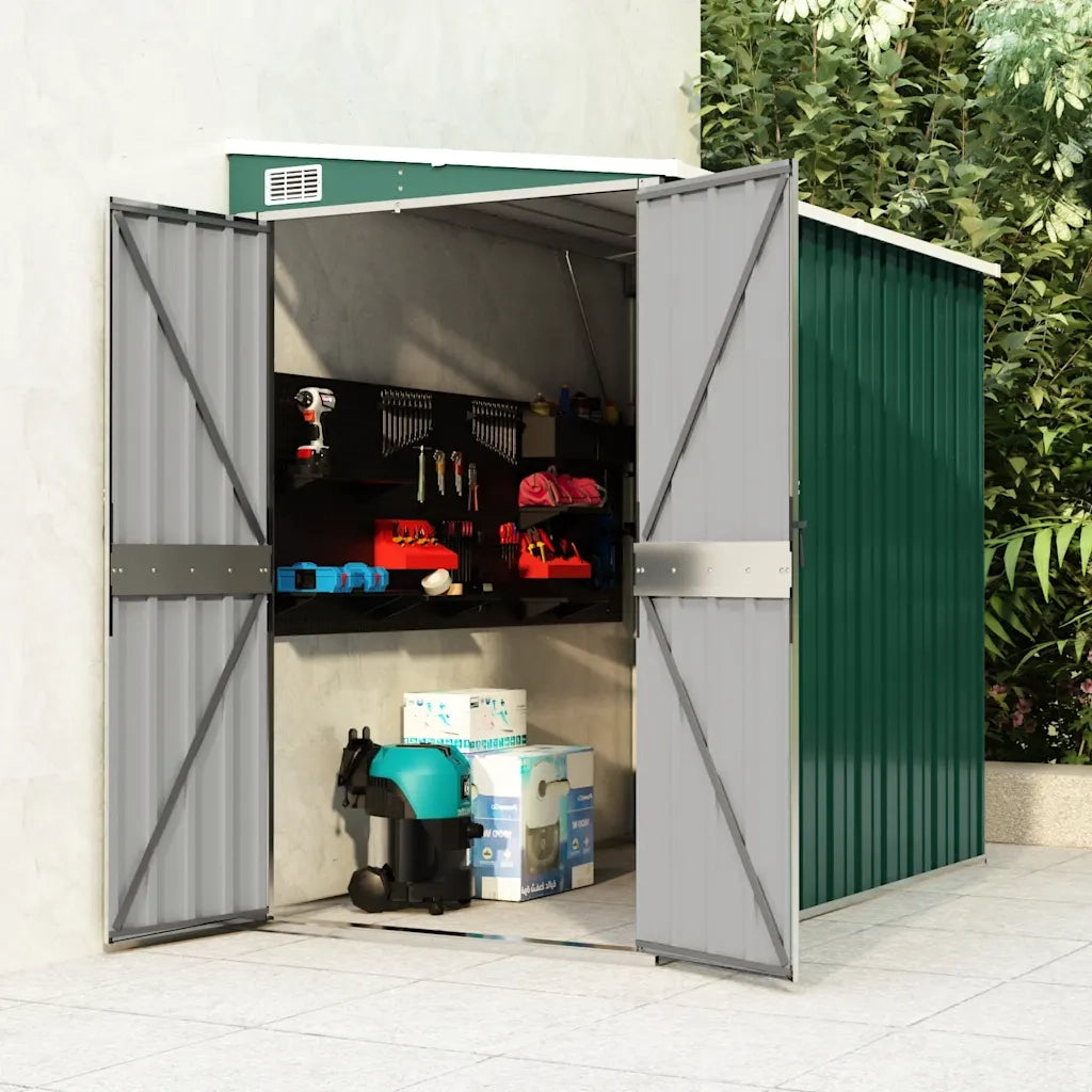 Capanno Giardino a Parete Verde 118x194x178 cm Acciaio Zincato 316221
