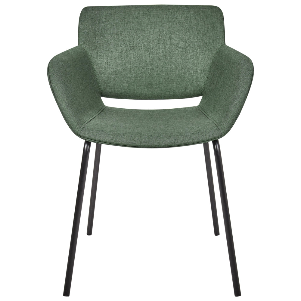 Set di 2 sedie da pranzo con rivestimento in poliestere verde con gambe in metallo stile elegante