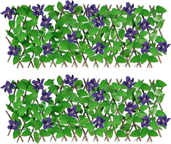 Parasole con Fiori 2 Pezzi - 205 cm Tendenziale Schermo Artificiale per Giardino Terrazza Balcone con Protezione UV