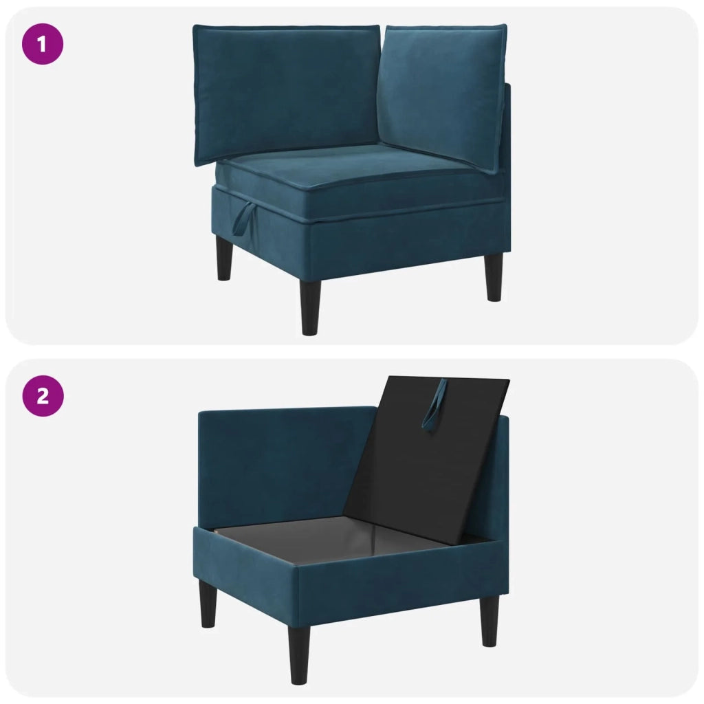 Divano con Stoccaggio Blu Velluto 42027085
