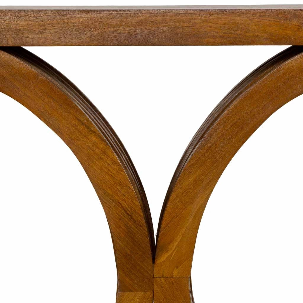 Tavolino da ingresso artigianale in legno marrone 100x30x82h cm