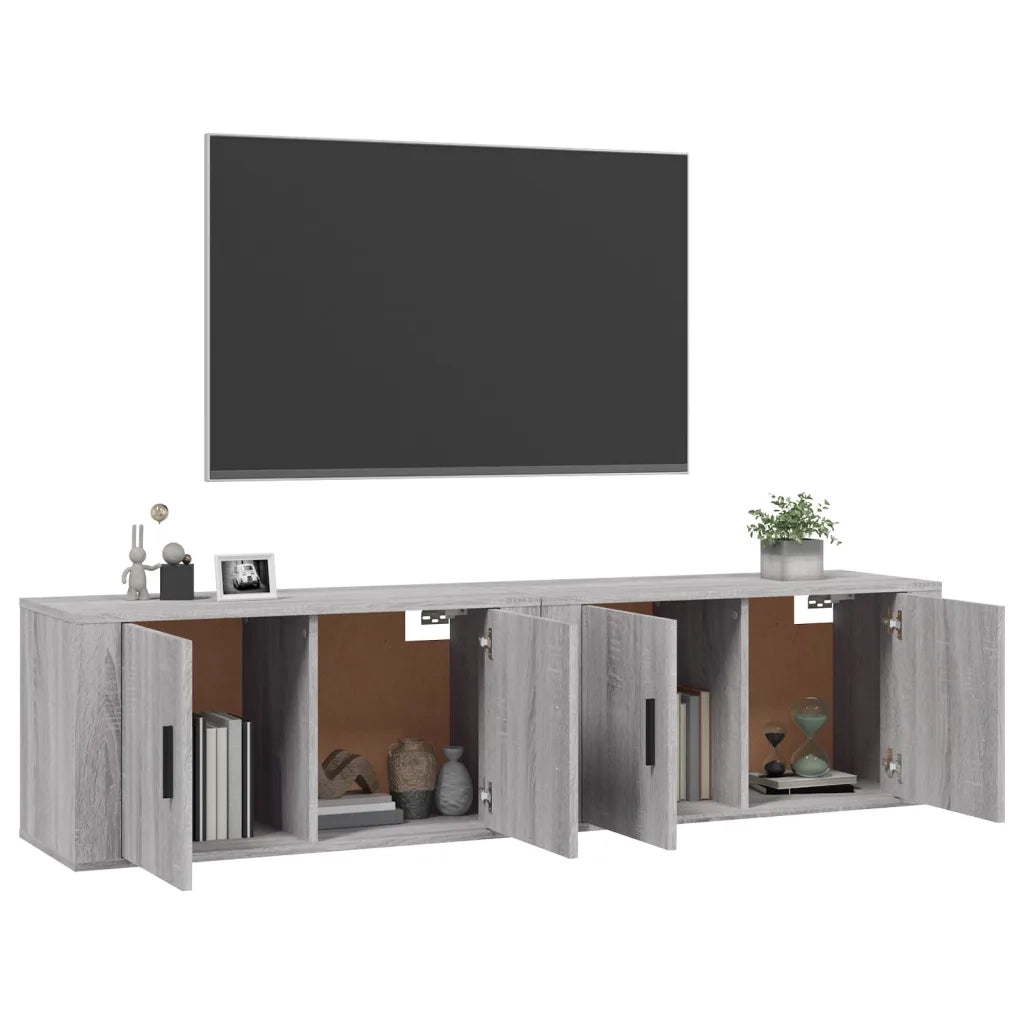 Mobili Porta TV a Parete 2 pz-Set di 2 Credenza per TV sospesa Grigio Sonoma 80x34,5x40 cm