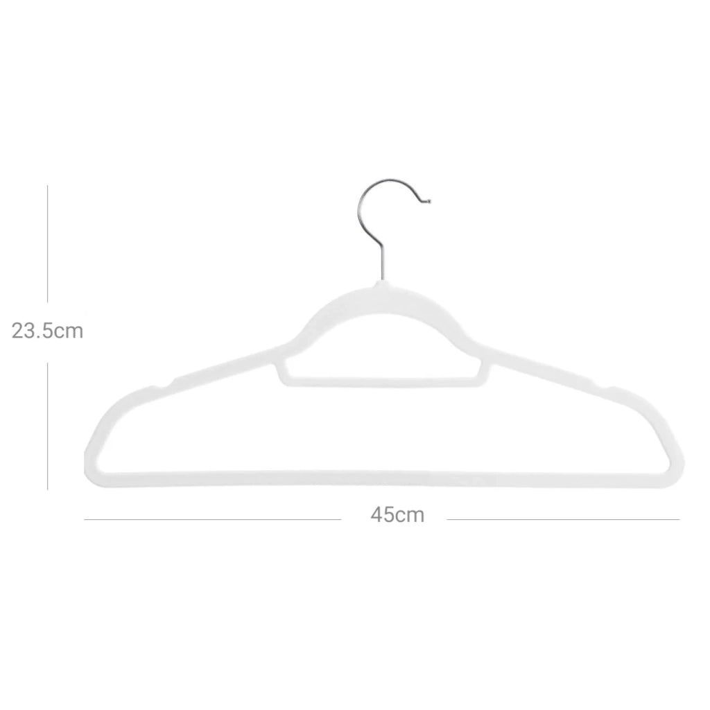 Grucce in velluto set da 20 antiscivolo spessore 6 cm salvaspazio gancio girevole a 360° lunghezza 45 cm per cappotti camicie abiti pantaloni bianche 12_0005067