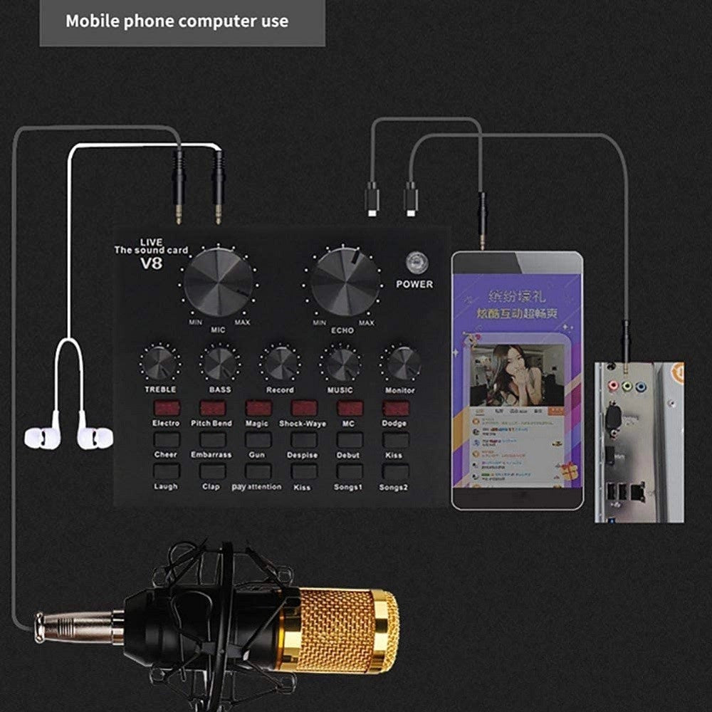 Trade Shop - Scheda Audio V8 Cambia Voce Conversione Effetti Sonori Mixer Registrazione Usb -