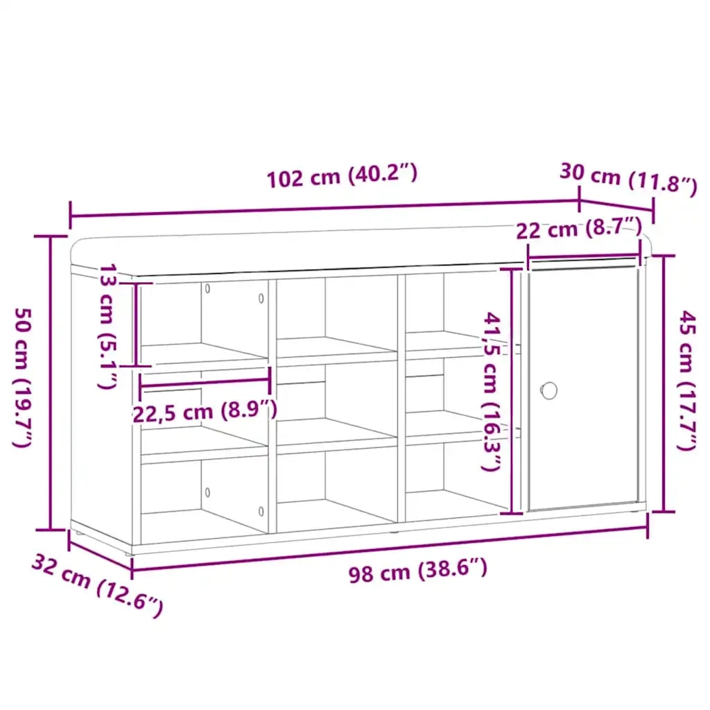 vidaXL Panca Porta Scarpe Rovere Artigianale 102x32x50 cm Truciolato