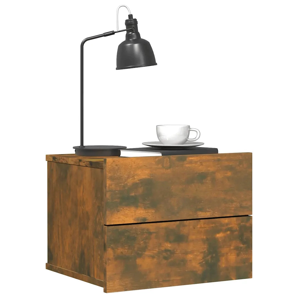 Comodini Rovere Fumo 2 pz 40x30x30 cm Legno Multistrato 815412