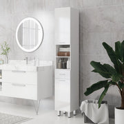 Mobile bagno alto bianco con cassetto, ripiani regolabili e 2 ante, 30x30x180 cm
