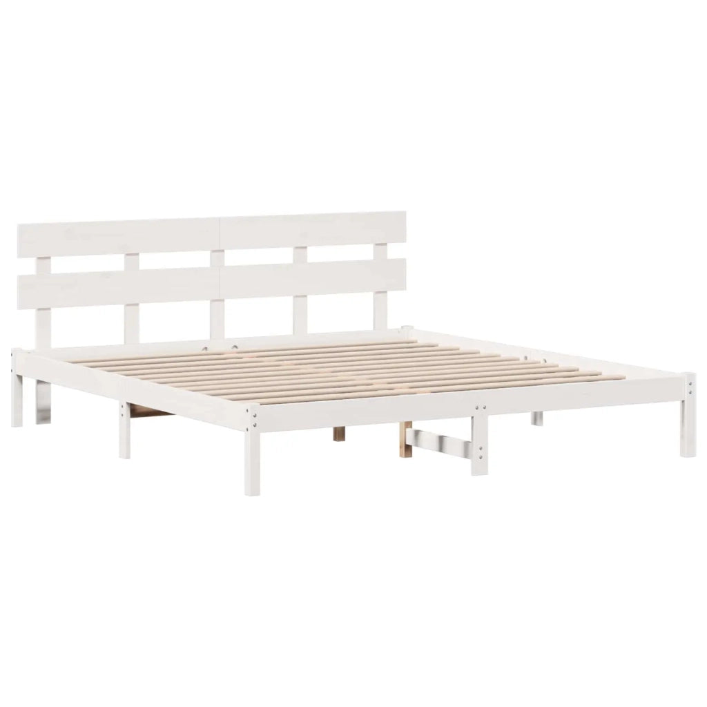 Struttura del letto Bianco 200 x 200 cm Legno massello di pino 872150