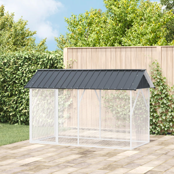 Voliera per Uccelli Antracite 112x227x141 cm Acciaio