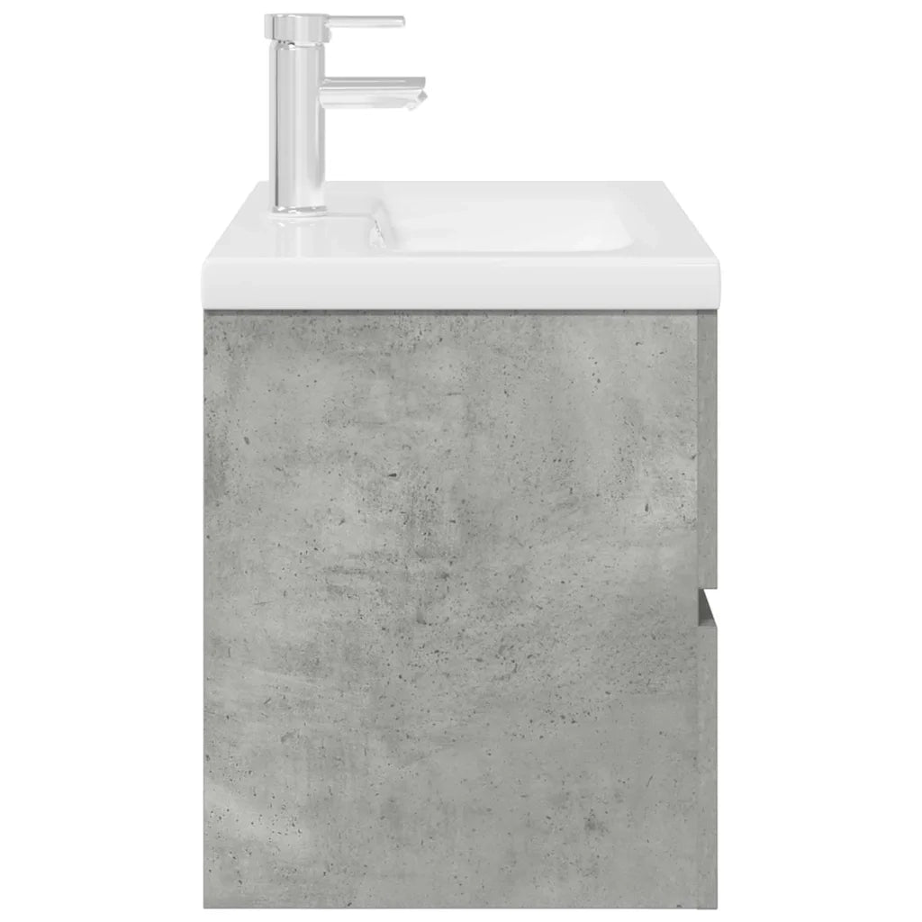 Set Mobili da Bagno | Armadio da bagno 2 pz Grigio Cemento in Legno Multistrato