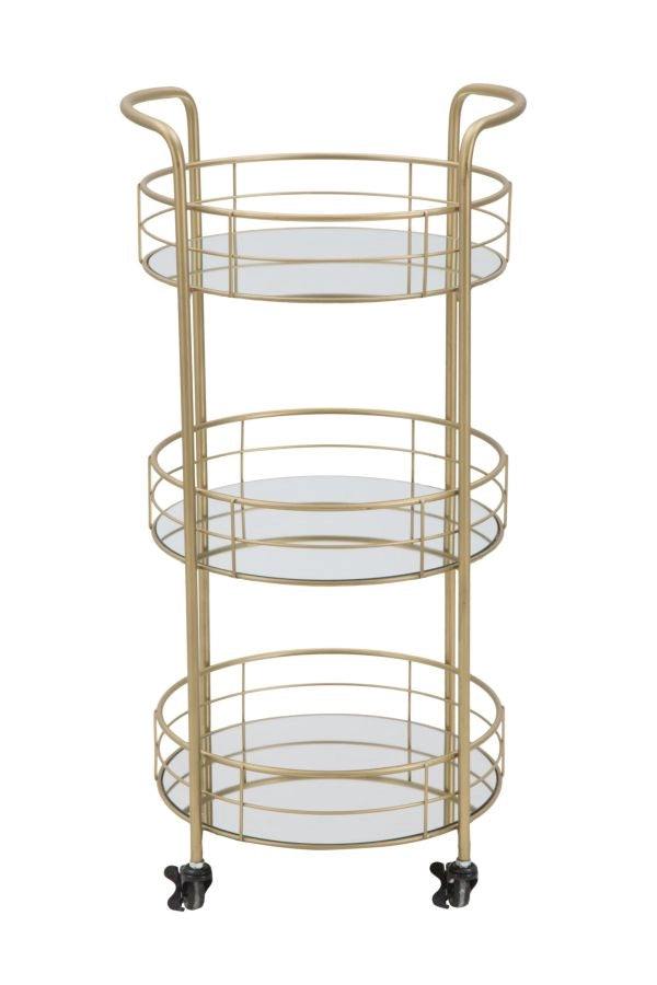 Carrello simmetrico rotondo in metallo dorato Ø cm 38x77,5