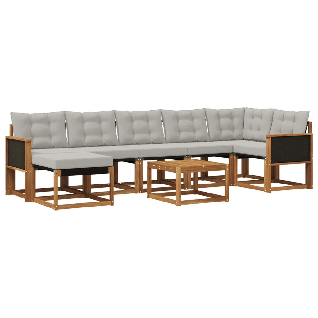 Set di divani da esterno 8 pz Naturale e Grigio Chiaro 3382103