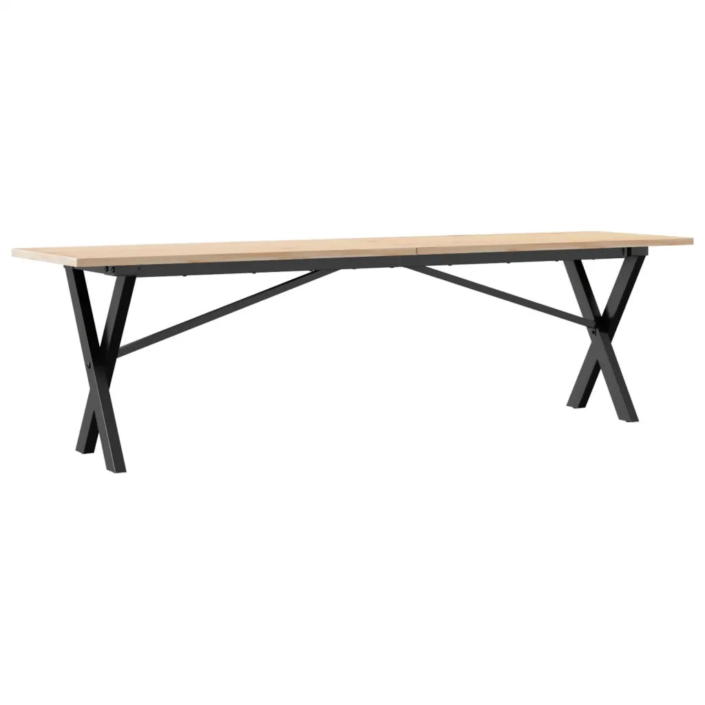 Tavolino Salotto Telaio a X-Tavolino da soggiorno 160x40x45 cm Legno Pino e Acciaio